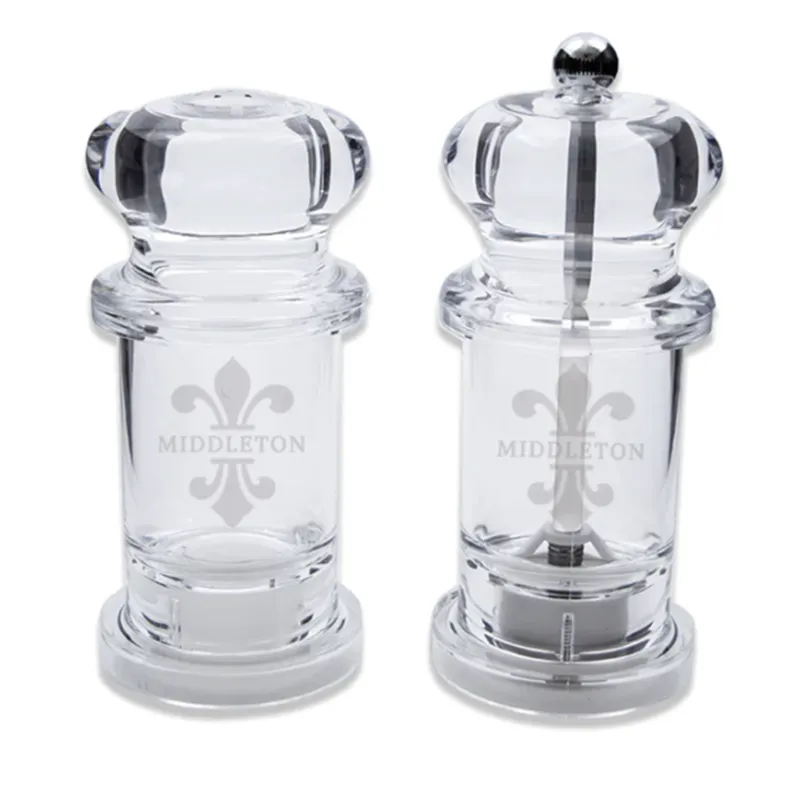 Engraved Acrylic Salt Shaker & Pepper Mill Set