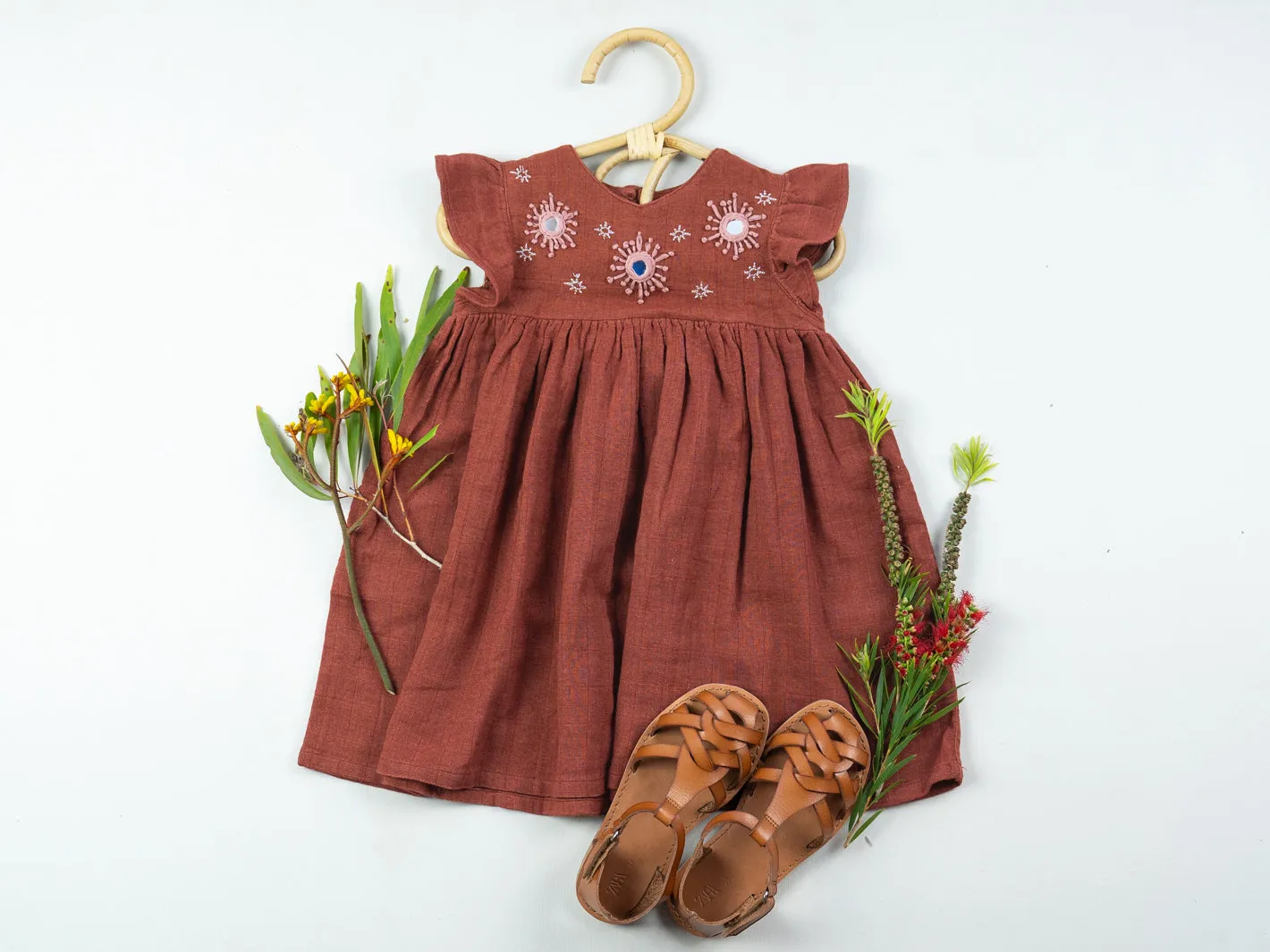 Eshri Embroidered Dress - Rust