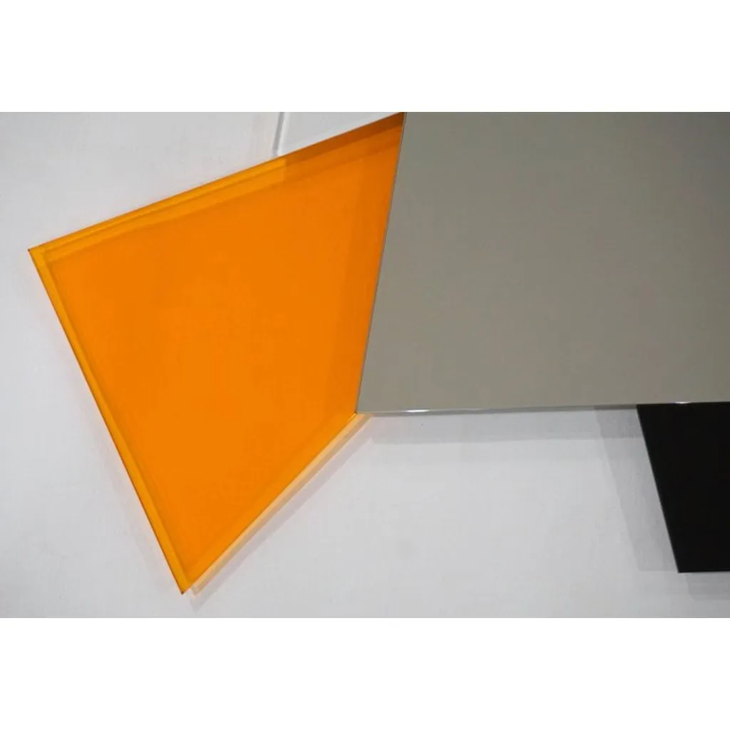 Ettore Sottsass 2007 Geometric Prism Black White Orange Wall Mirror for Glas Italia