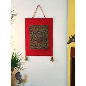 Fiery Red Hand Embroidered Wall Hanging