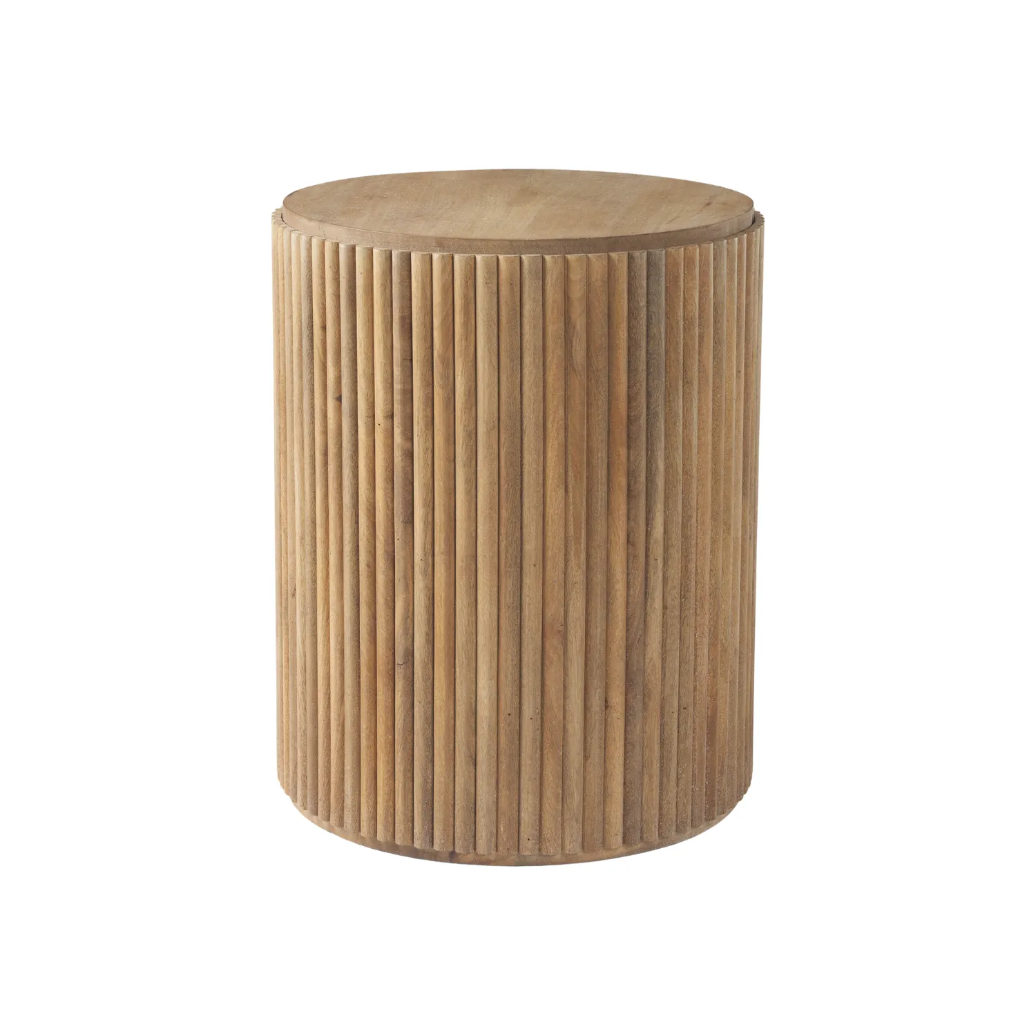 Fluted Blonde Side Table w/ Storage