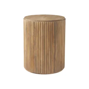 Fluted Blonde Side Table w/ Storage