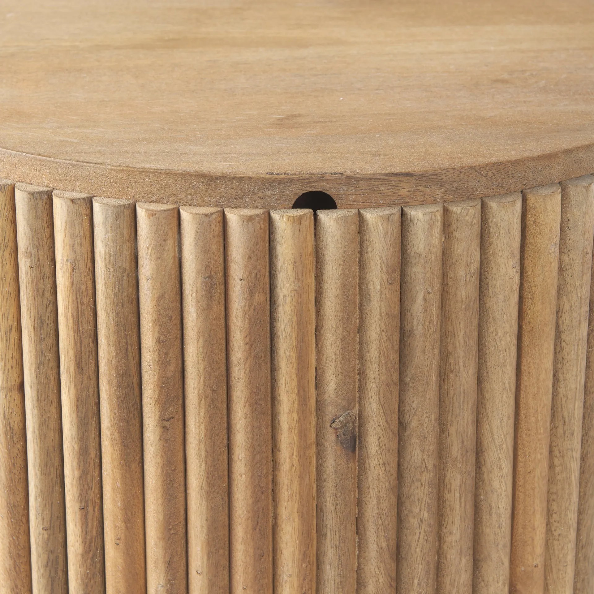 Fluted Blonde Side Table w/ Storage