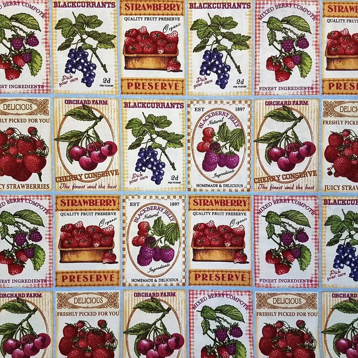 Fruit Labels, Upholstery Cotton Polyester Canvas