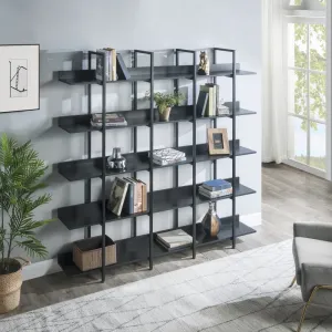 Giving Tree 5 Tier Bookcase Home Office Open Bookshelf, Vintage Industrial Style Shelf with Metal Frame, MDF Board