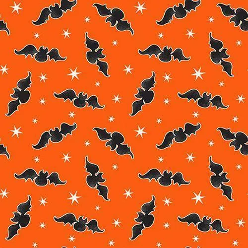 Glow in the Dark Fabric Bats on Orange Background