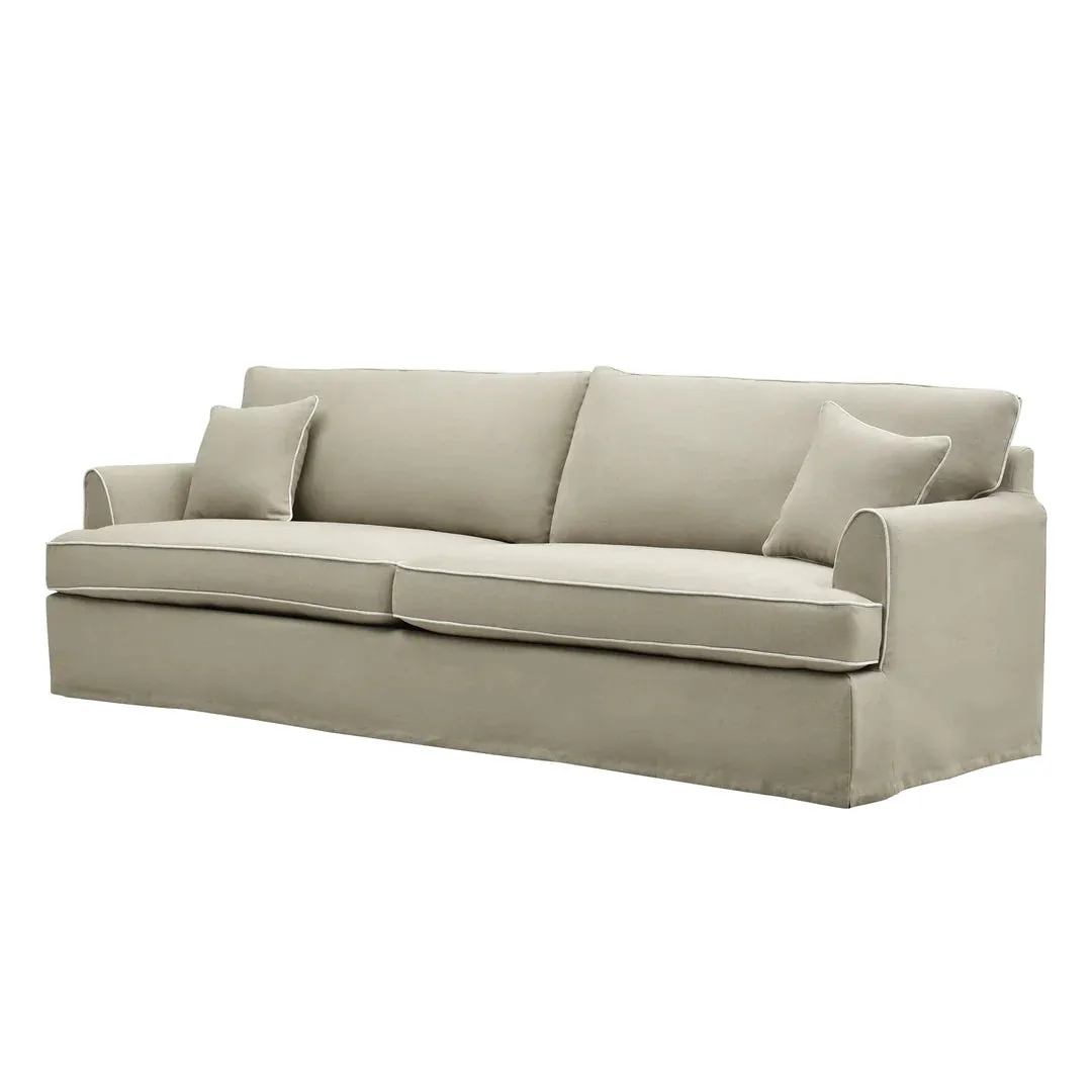 Hampton 4 Seater Sofa Natural with White Piping