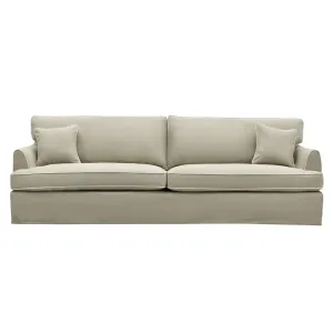 Hampton 4 Seater Sofa Natural with White Piping