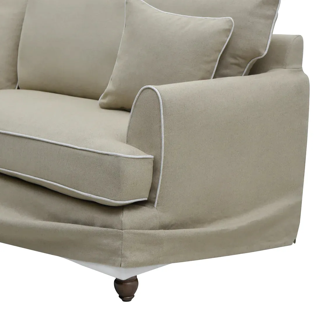 Hampton 4 Seater Sofa Natural with White Piping