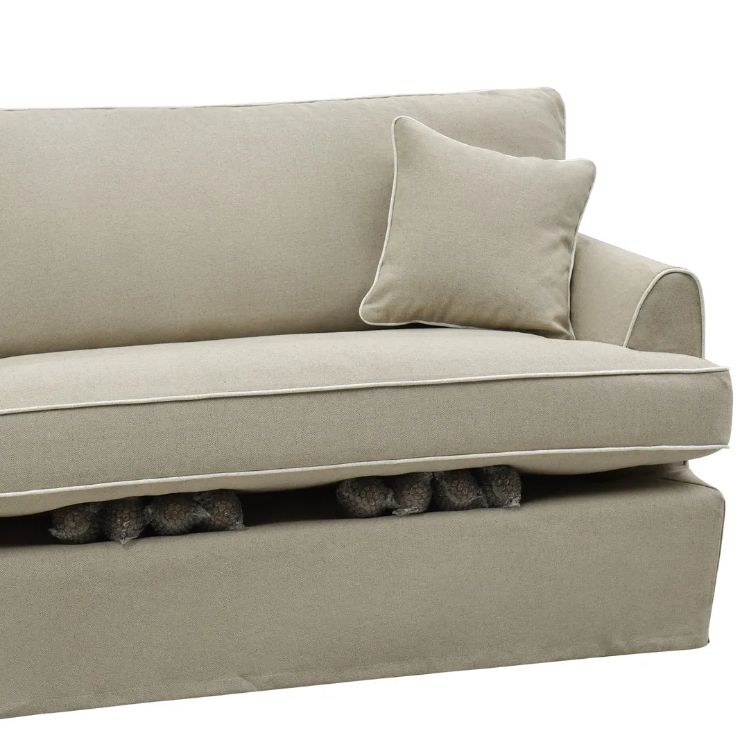 Hampton 4 Seater Sofa Natural with White Piping