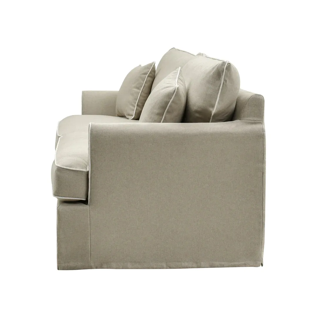 Hampton 4 Seater Sofa Natural with White Piping