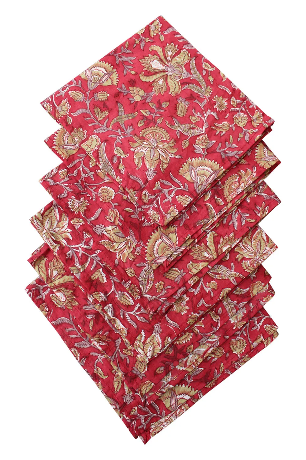 Hand Block Print Indian Rectangular Tablecloth with Napkins 100%cotton Floral Kitchen Linen