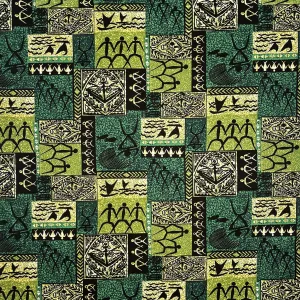 Hawaiian Tapa Petroglyphs Fabric | Light Barkcloth