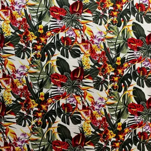 Hawaiian Tropical Garden Fabric | Light Barkcloth