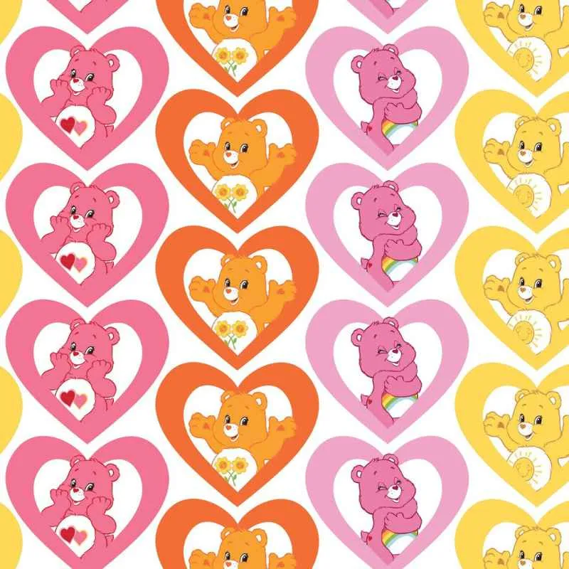 Hearts Care Bear on White, Licensed, Camelot Fabrics