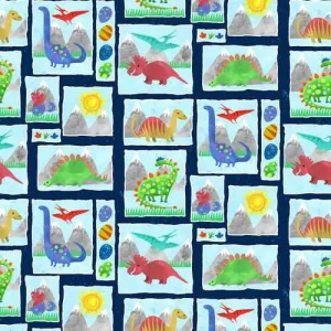 Henry Glass Patchwork Dinosaur Fabric Dinosaur Kingdom