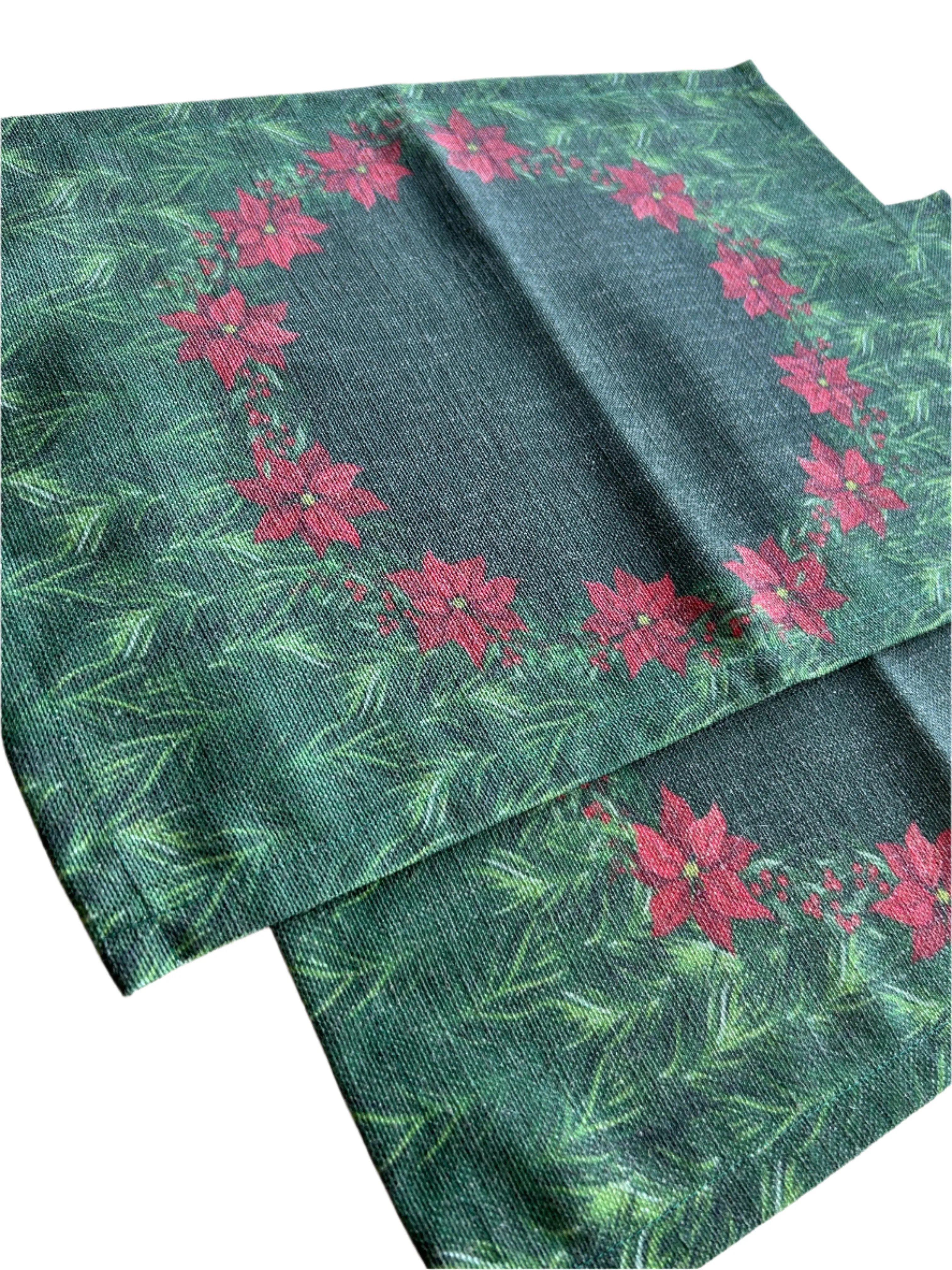 Holiday Themed Placemats, Poinsettia Flower Pattern Set of 2