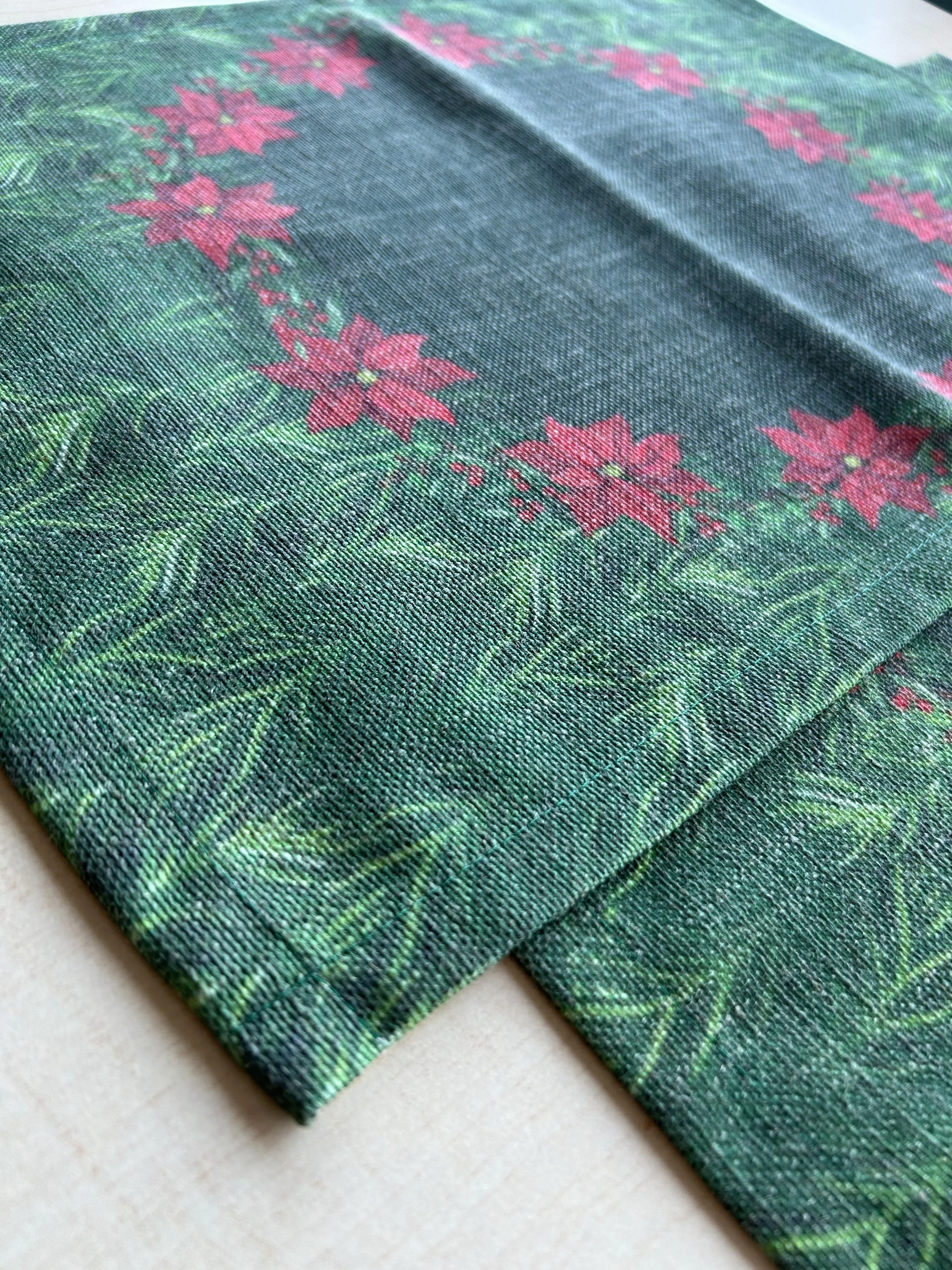 Holiday Themed Placemats, Poinsettia Flower Pattern Set of 2