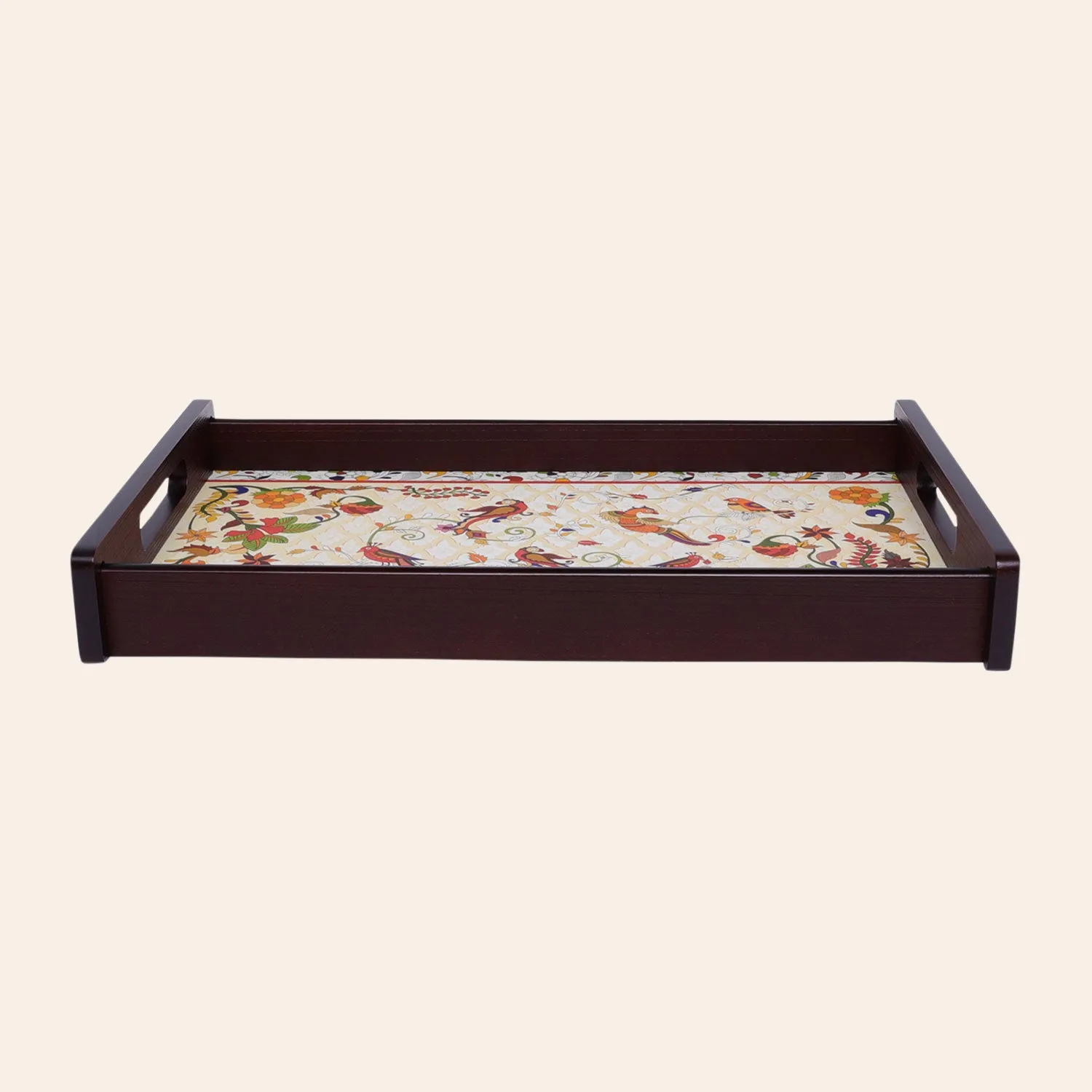 Kalamkari Rectangle Medium Tray with Matte Finish