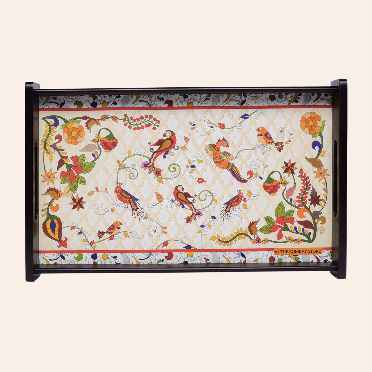 Kalamkari Rectangle Medium Tray with Matte Finish