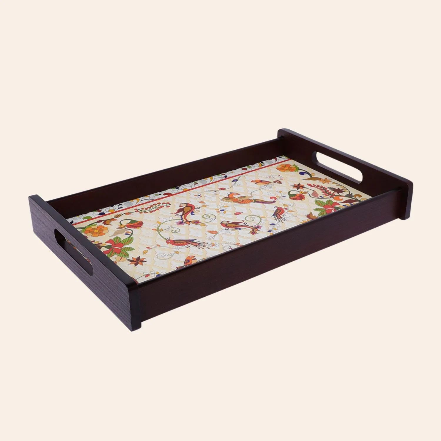 Kalamkari Rectangle Medium Tray with Matte Finish