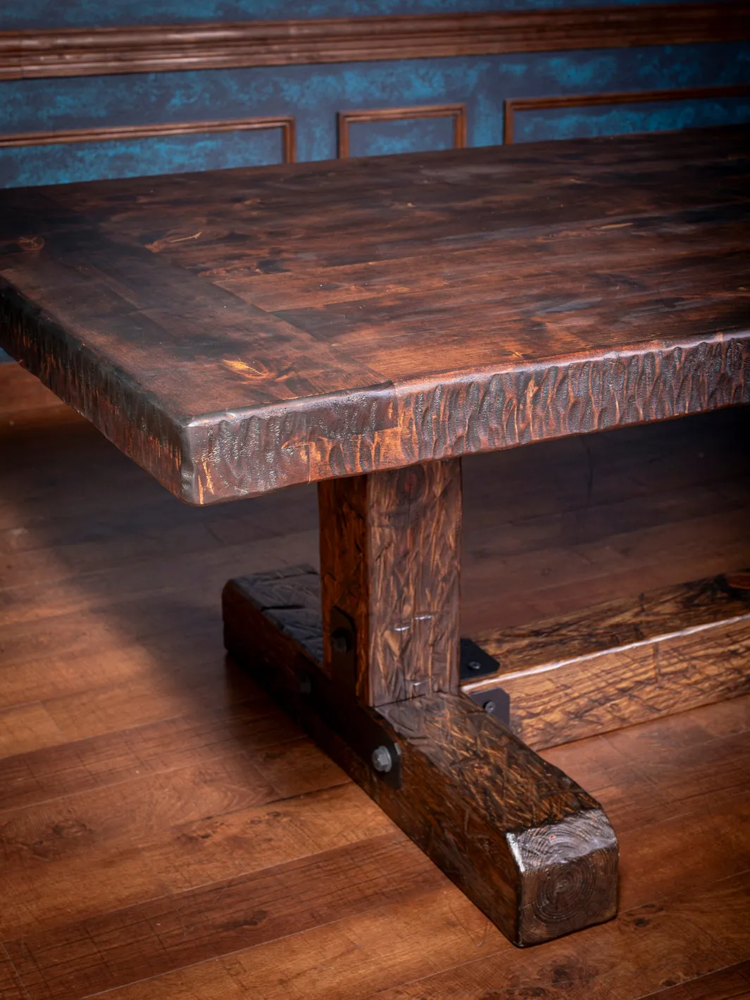 Rustic Knotty Alder Dining Table - Handcrafted Furniture for a Cozy Dining Space