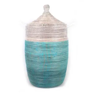 Large Two-Tone Basket - Turquoise   White