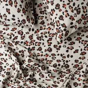 Leopard 100% Linen Flat Sheet