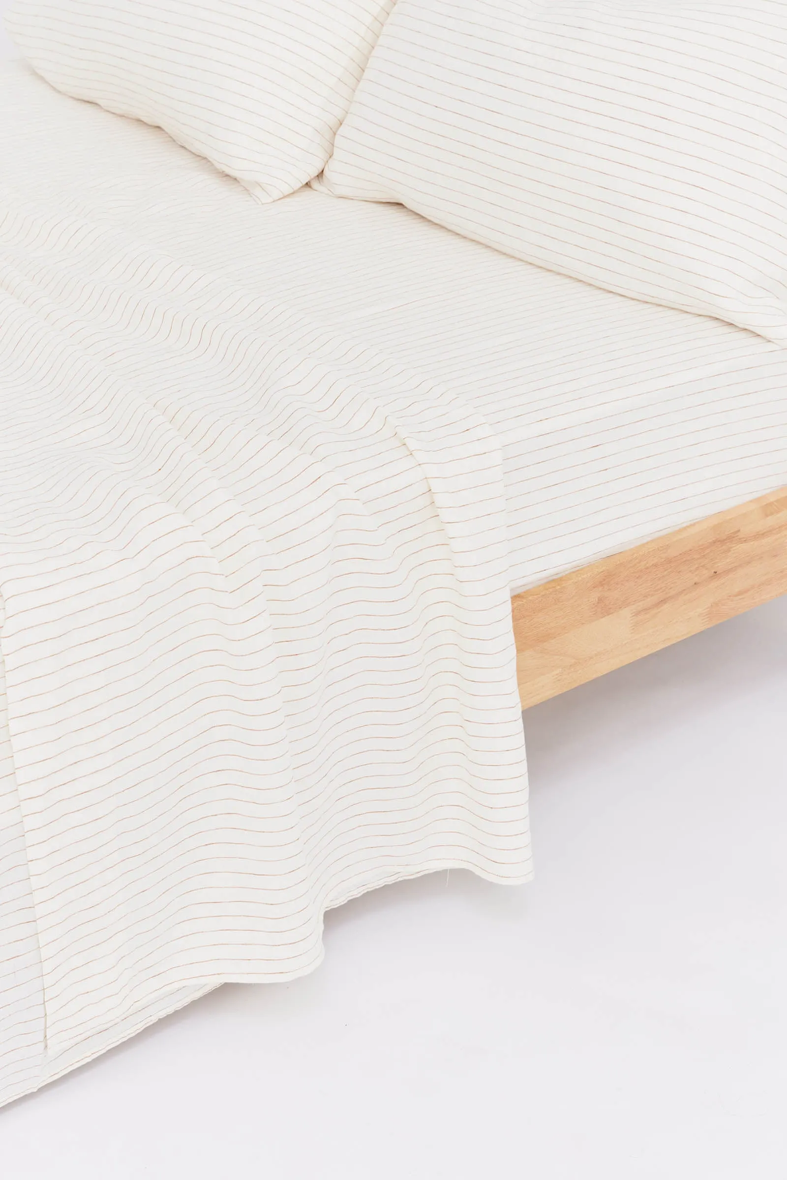 Linen Fitted Sheet Tobacco Pinstripe