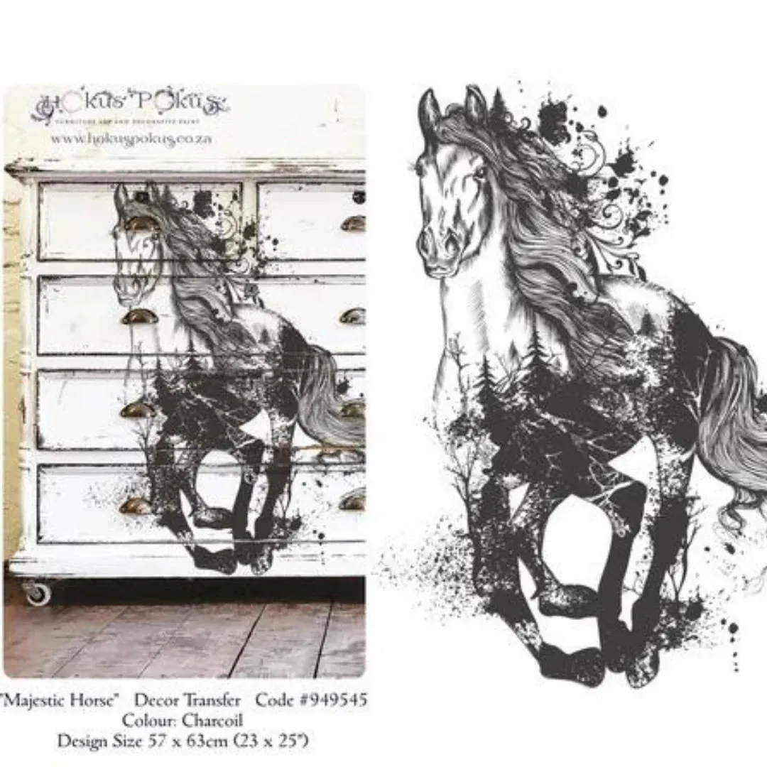 Majestic Horse Charcoal Hokus Pokus Image Transfer