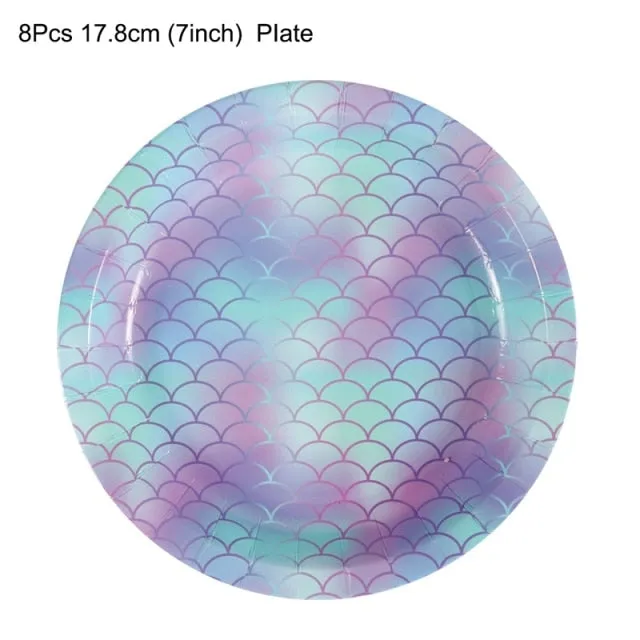 Mermaid Disposable Tableware Party Decoration Tableware