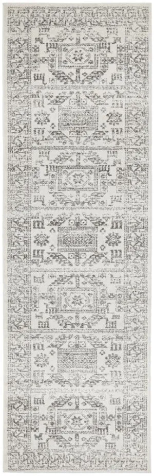 Monochrome Maya Silver Runner Rug