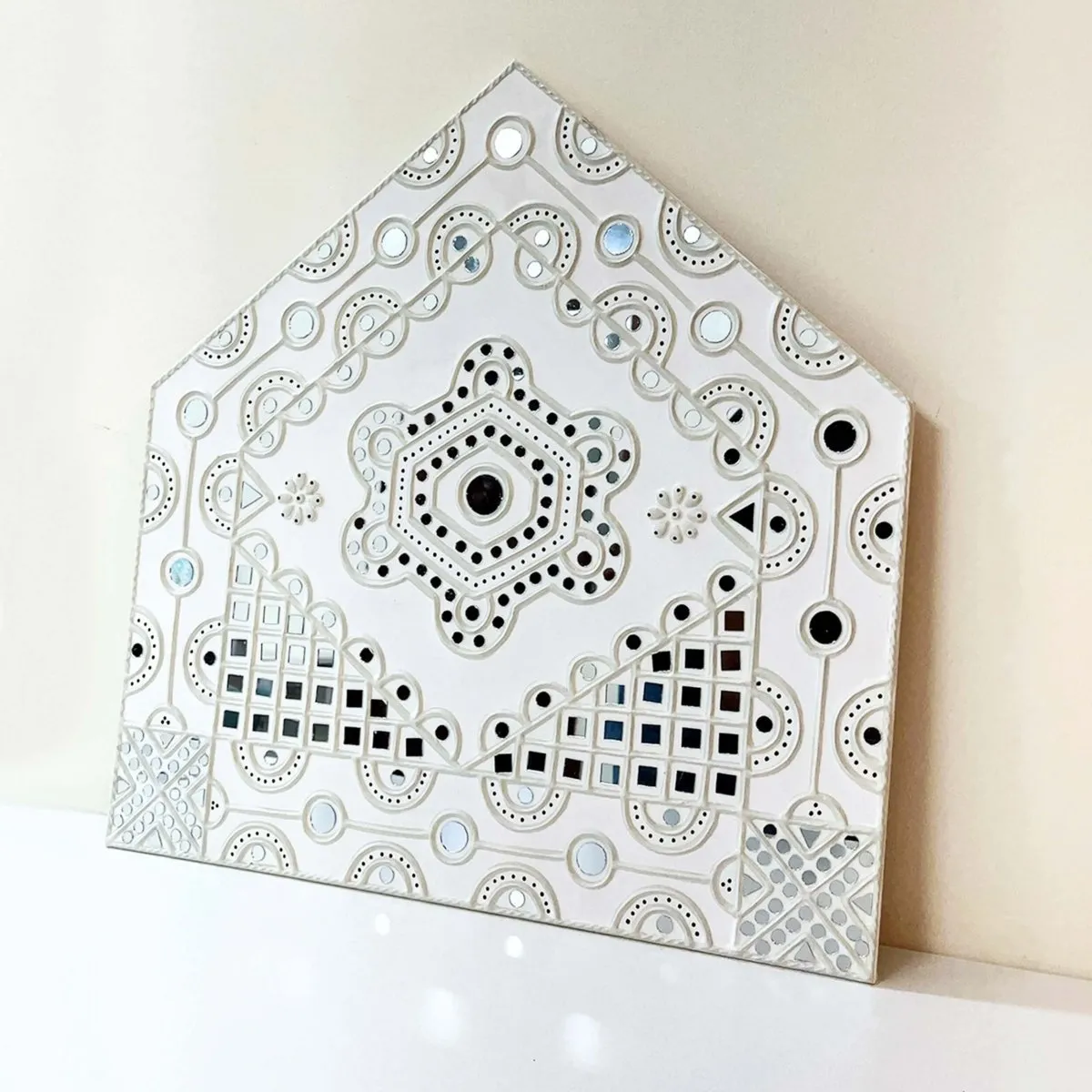 Mud Hut White Sparkle Handmade Wall Hanging