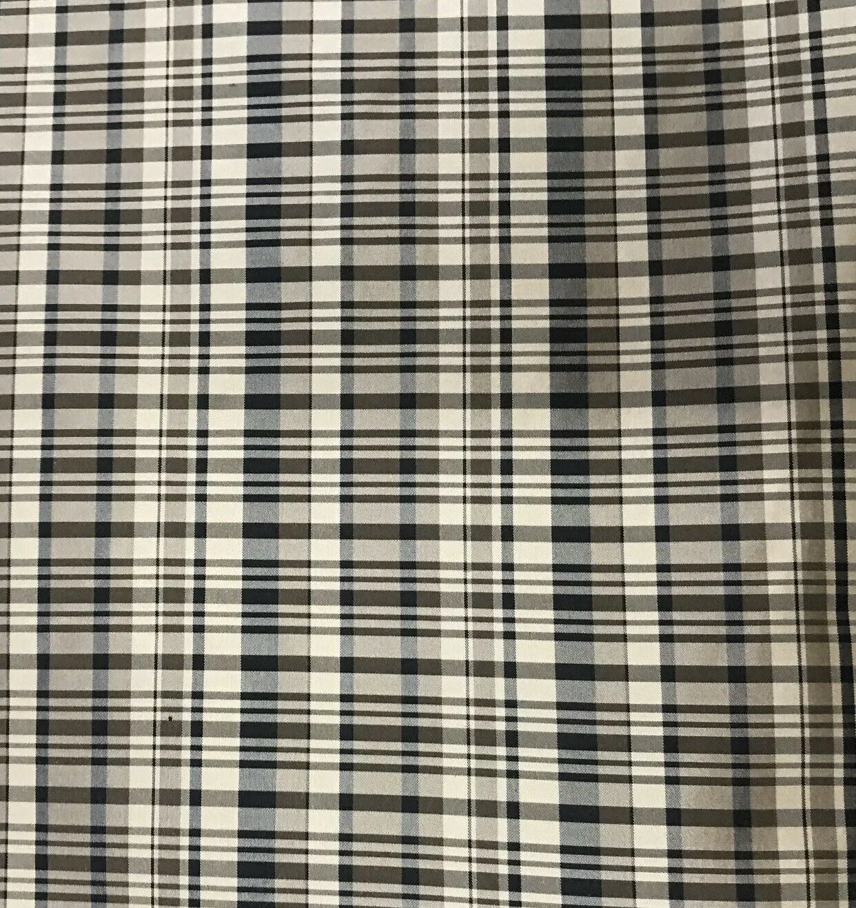 NEW Lady Riley Designer 100% Silk Taffeta Plaid Tartan Fabric- Black Taupe Cream SB_6_38