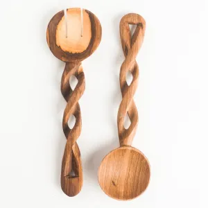 Olive Wood Spiral Servers