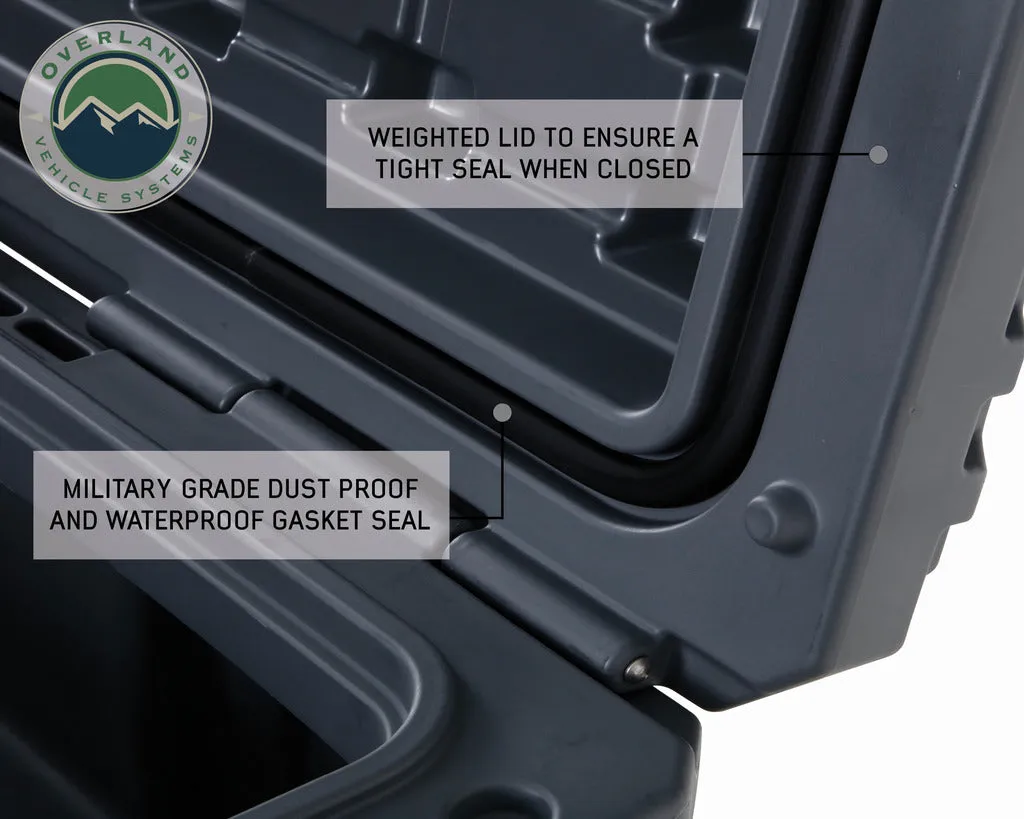 Overland Vehicle Systems D.B.S. - Dark Grey 95 QT Dry Box, Drain, and Bottle Opener