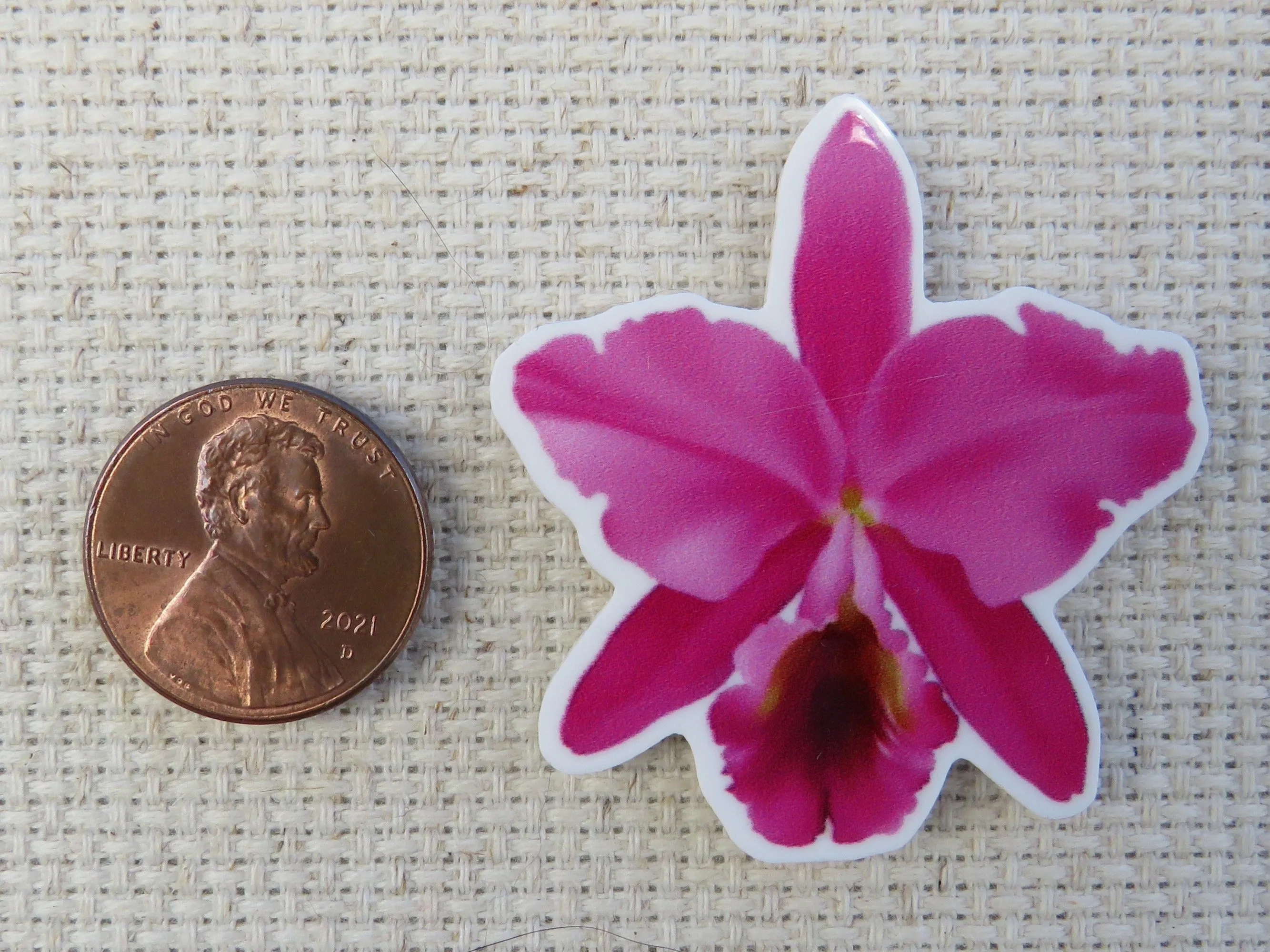 Pink Orchid Needle Minder, Cover Minder, Magnet