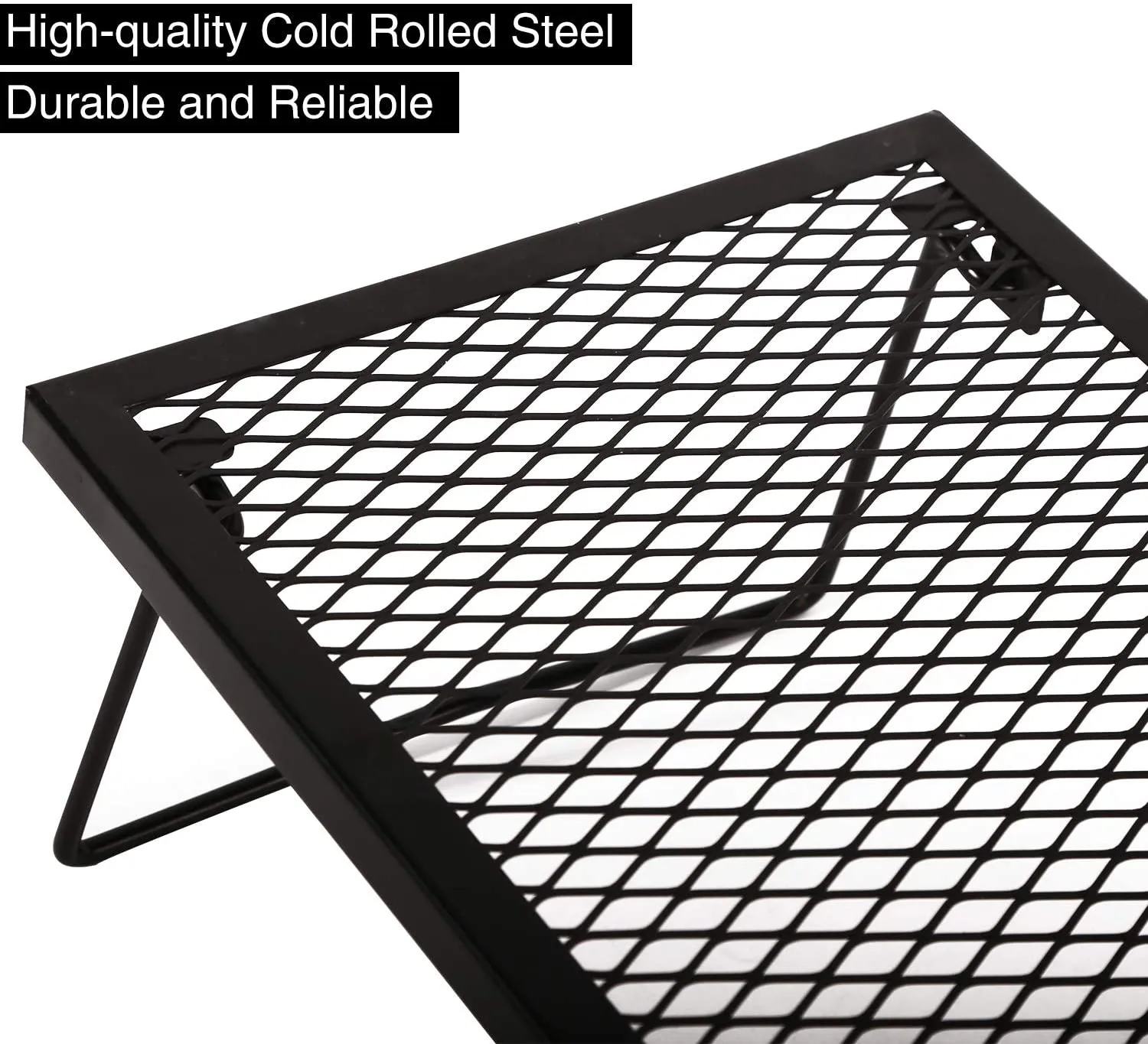 REDCAMP Folding Campfire Grill Heavy Duty Steel Grate, Portable over Fire Camp Grill for Outdoor Open Flame Cooking, Medium/Large