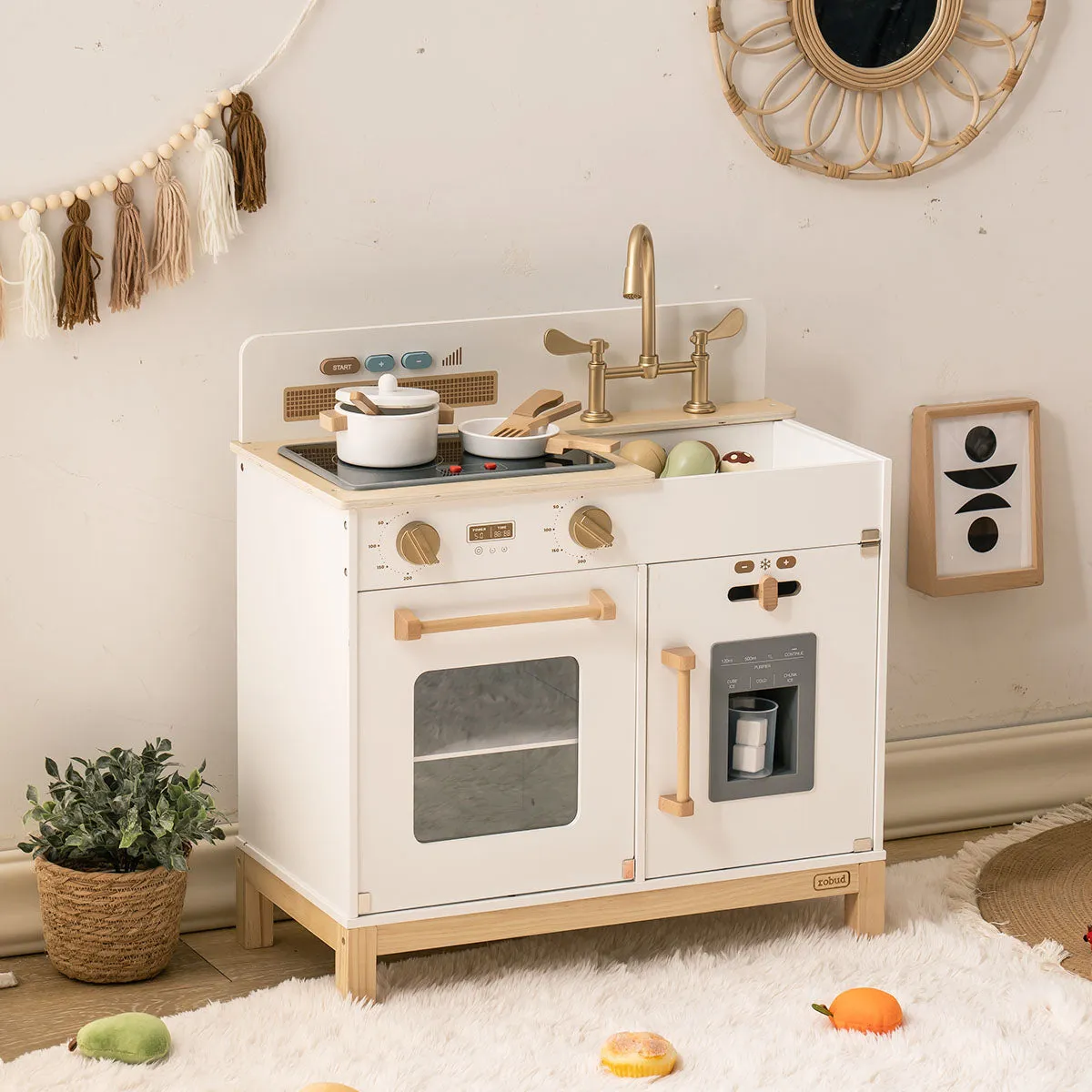 ROBUD Deluxe Montessori-Inspired Wooden Play Kitchen for Children