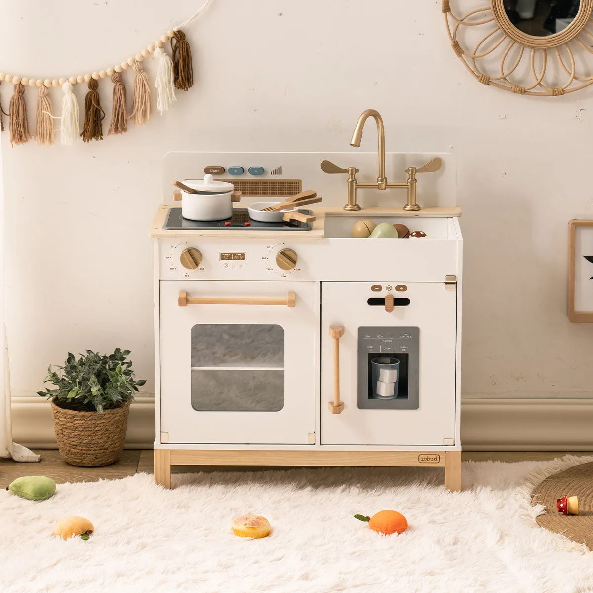 ROBUD Deluxe Montessori-Inspired Wooden Play Kitchen for Children