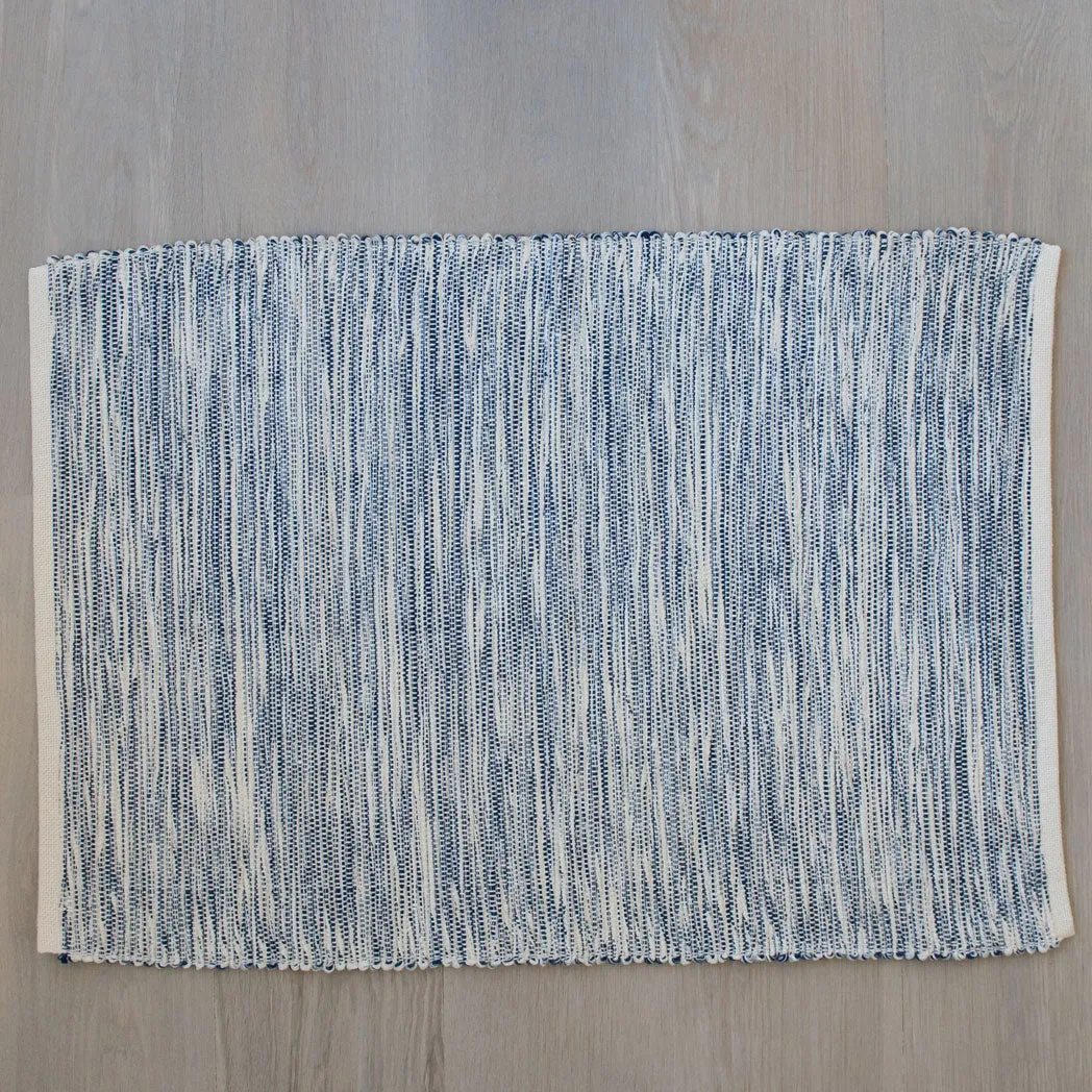 Royal Blue Cotton & Linen Handwoven Rug