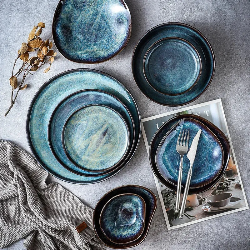 Elegant Kiln-Glazed Ceramic Tableware Set