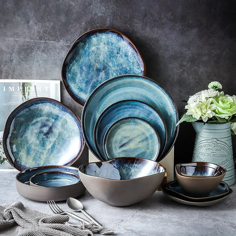 Elegant Kiln-Glazed Ceramic Tableware Set