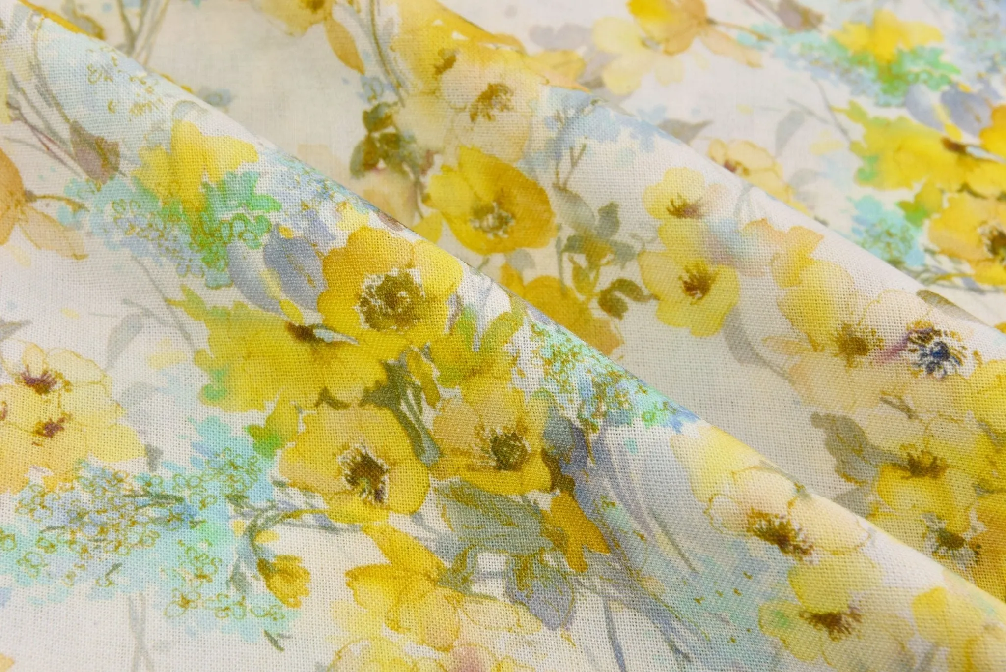 Summer Floral Linen Viscose Lawn Digitally Print Fabric - 208713