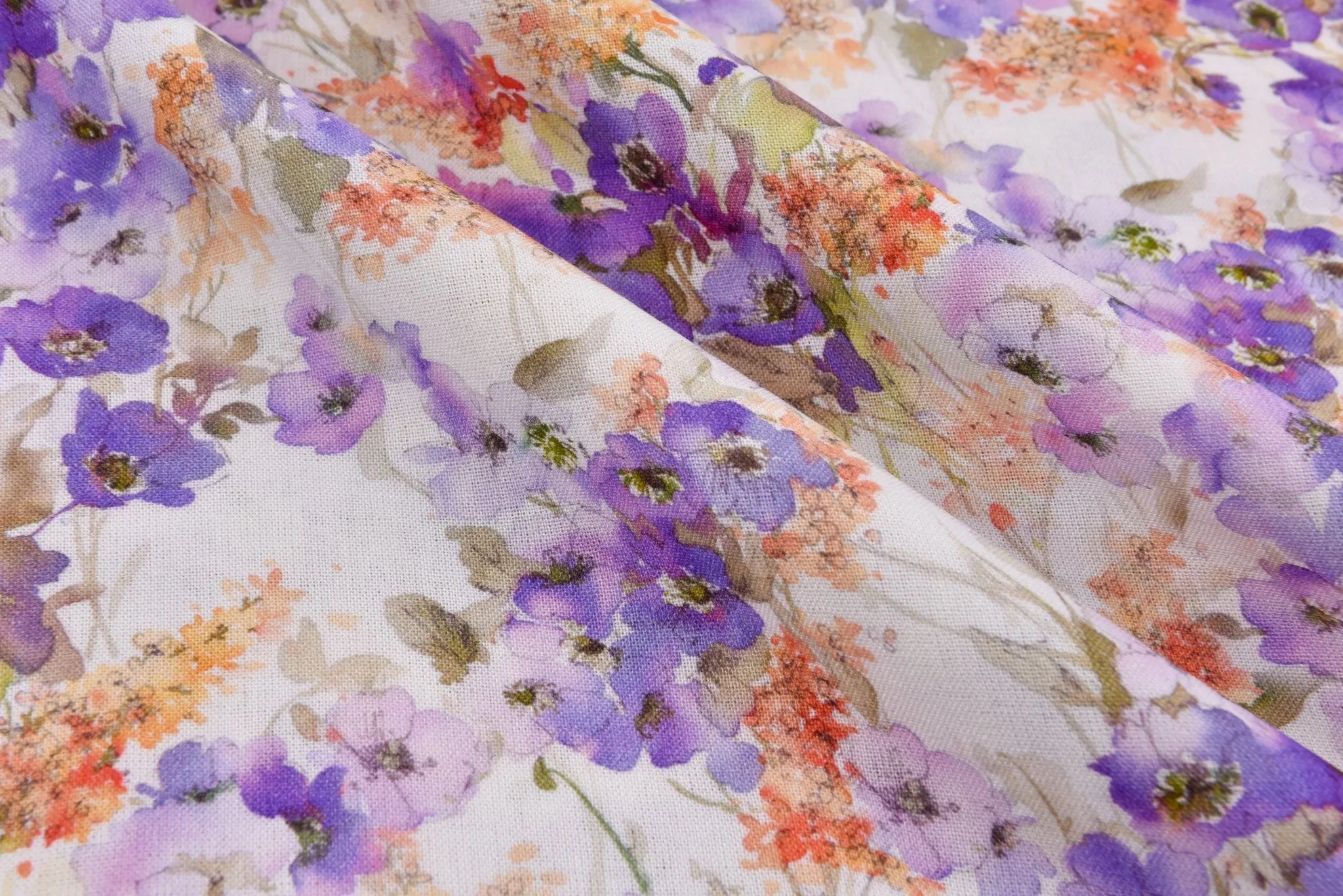 Summer Floral Linen Viscose Lawn Digitally Print Fabric - 208713