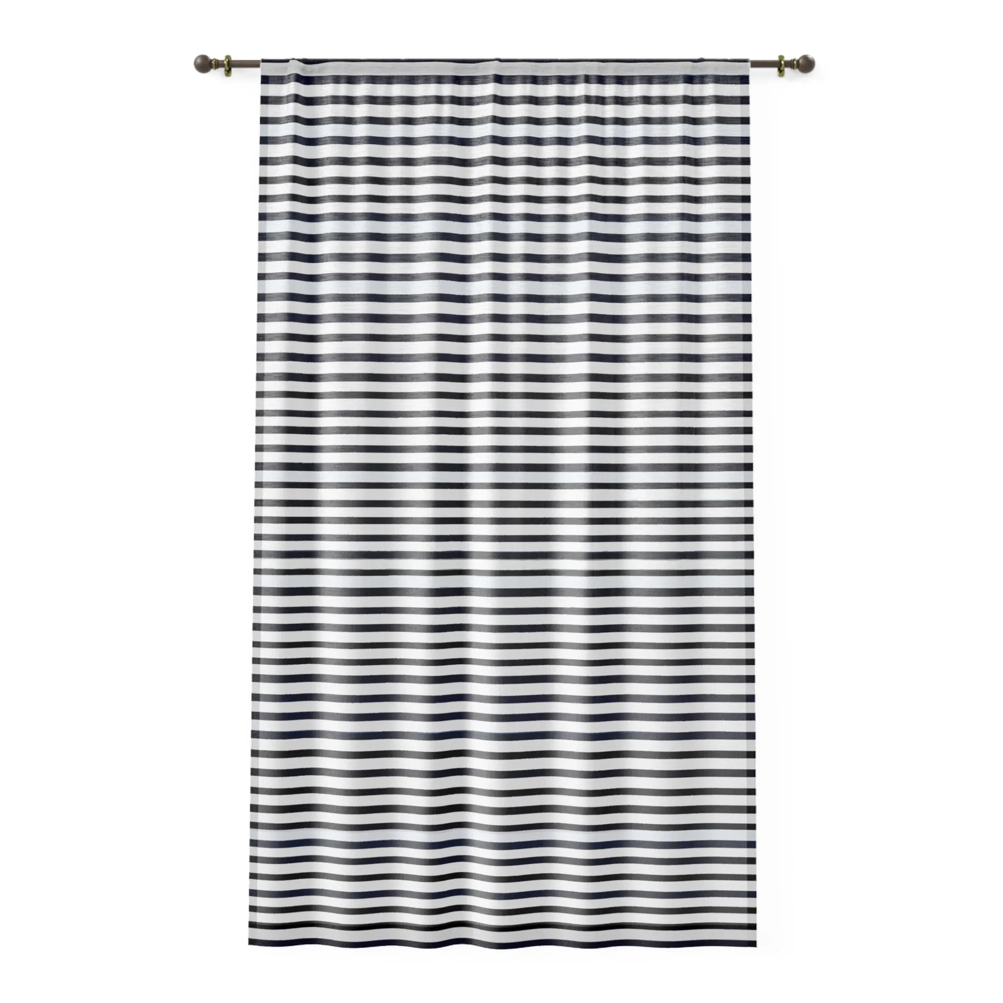 Vampire Art Grunge Goth Black and White Striped Preppy Sheer Window Curtain