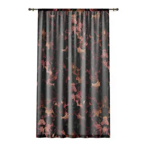 Vampire Art Grunge Window Curtain - Black Damask