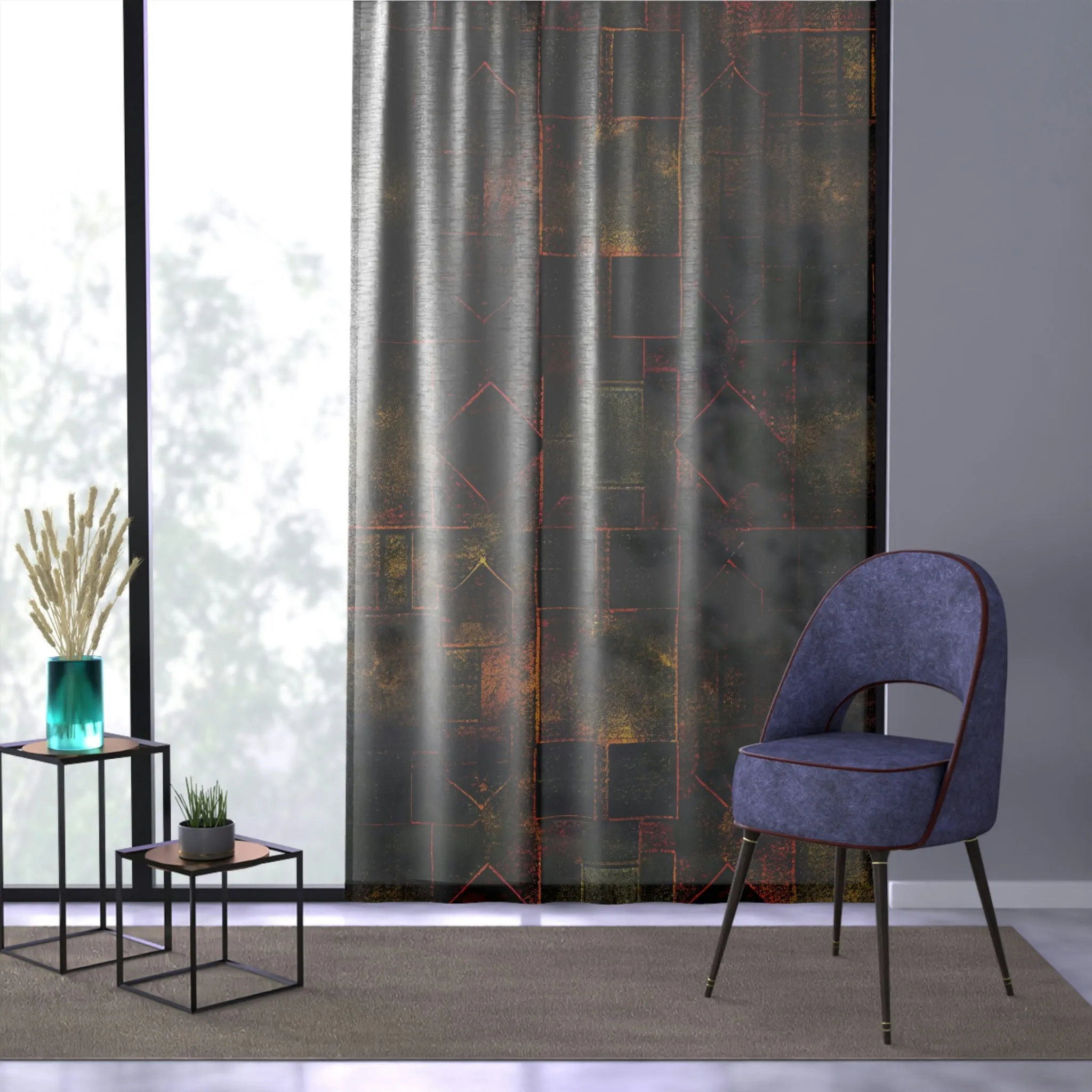 Vampire Art Grunge Window Curtain - Geometric