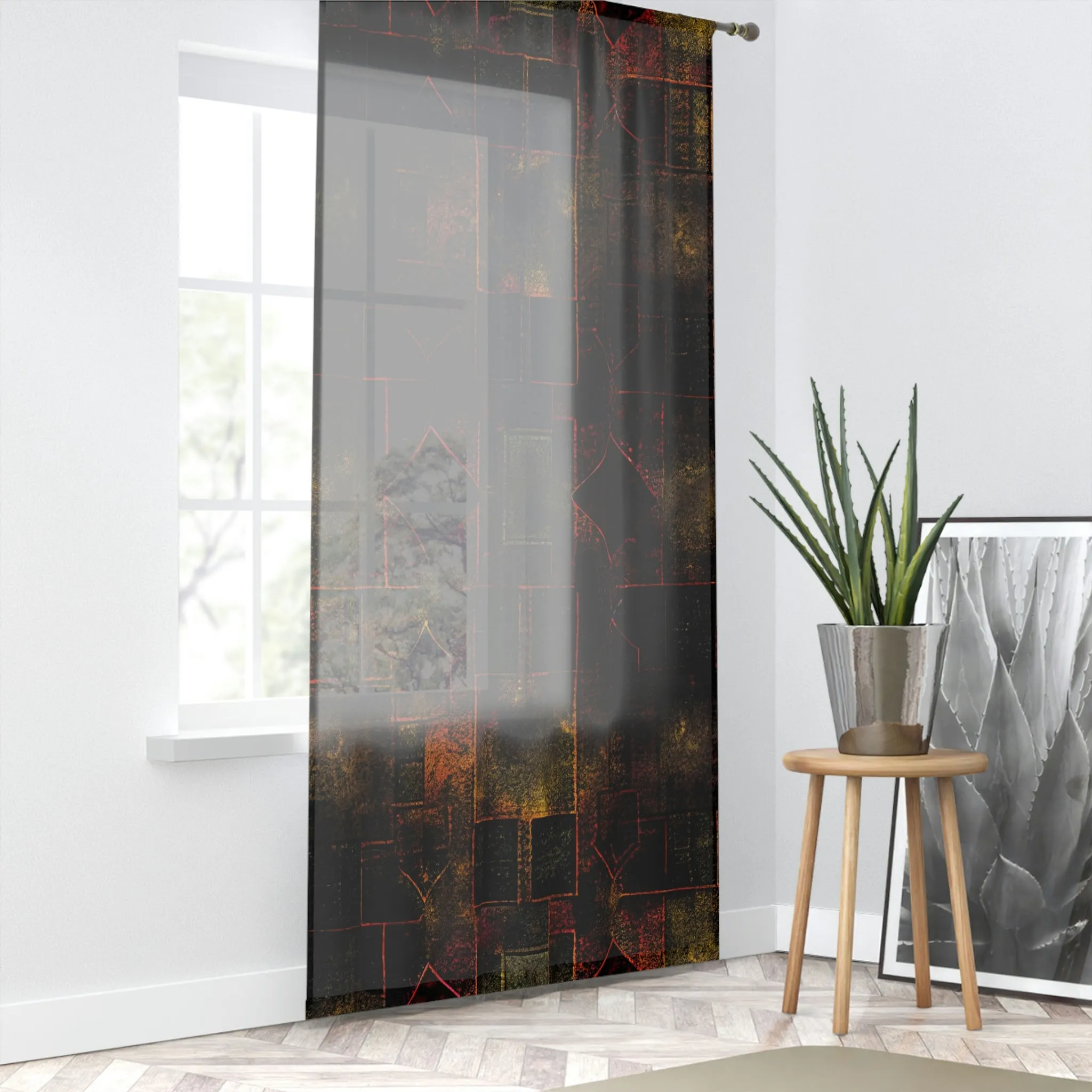 Vampire Art Grunge Window Curtain - Geometric