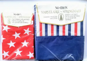 Vintage Bed Sheet Pillow Set - Double - Hurrah - Stars and Stripes - BDDPF385